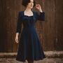 Joyce Dress In French Navy Vintage 1940s Style, thumbnail 2 of 2
