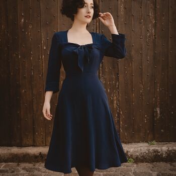 Joyce Dress In French Navy Vintage 1940s Style, 2 of 2