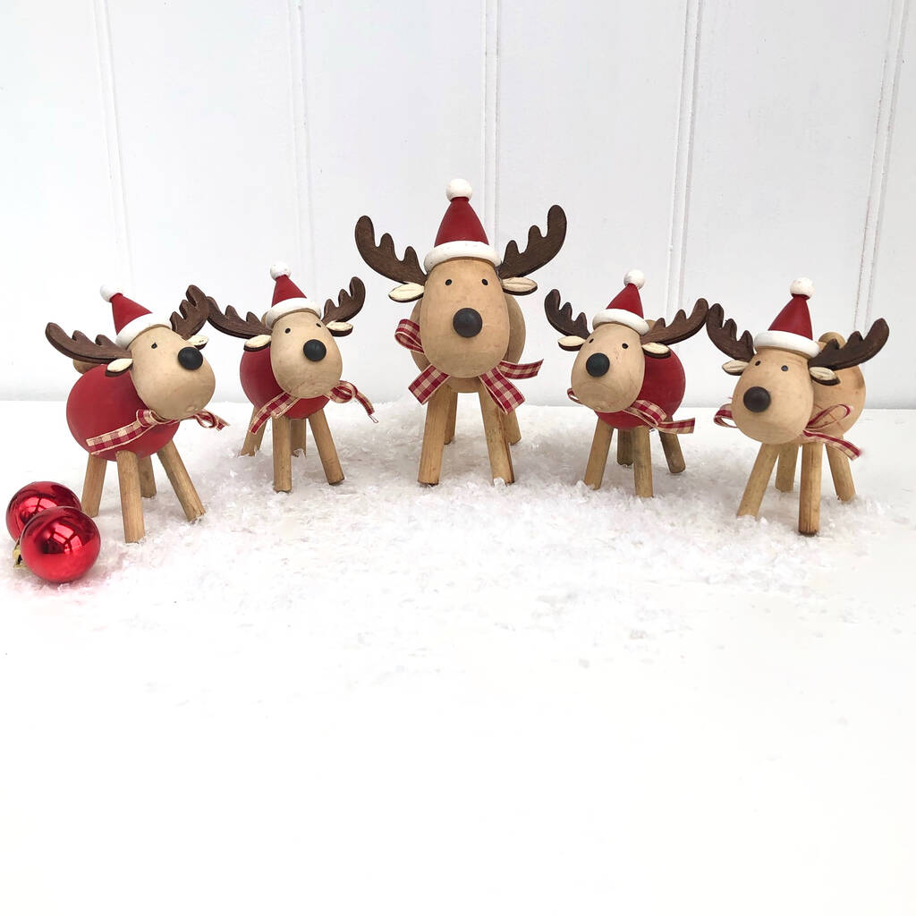 Christmas Wooden Reindeer Family By Pink Pineapple Home &amp; Gifts