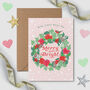 Christmas Wreath Merry And Bright Card, thumbnail 1 of 2