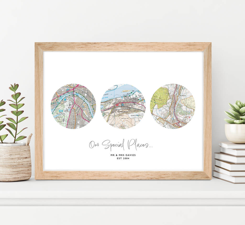 Personalised Favourite Three UK Places Map Print, 1 of 9