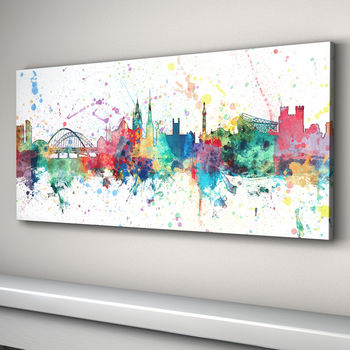 Newcastle Skyline Cityscape Paint Splashes Print, 2 of 5