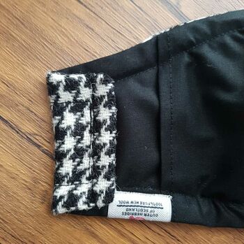 Black And White Houndstooth Harris Tweed® Face Mask, 4 of 6