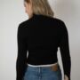 Black Knitted Turtleneck Pullover Sweater, thumbnail 2 of 4