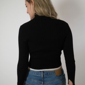 Black Knitted Turtleneck Pullover Sweater, 2 of 4