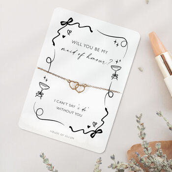 Bridesmaid Proposal Gift Will You Be My Bridesmaid Pearls And Prosecco Card Bracelet Gift, 5 of 9