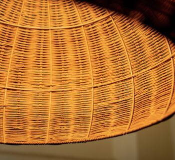 Handwoven Rattan And Steel Pendant Light, 4 of 5