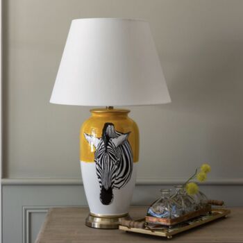 Lamp Zebra With White Shade, 2 of 3