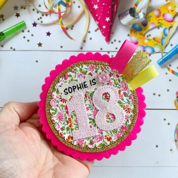 Personalised Liberty Floral Fabric Badge, 4 of 4