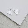 Sterling Silver Textured Tilted Heart Charm Hoops, thumbnail 8 of 9