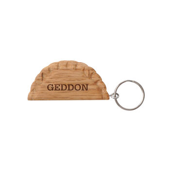 Cornish Gifts 'Geddon' Oak Cornish Pasty Keyring, 2 of 2