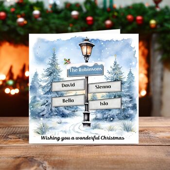 Family Christmas Card Personalised Signpost, 2 of 2