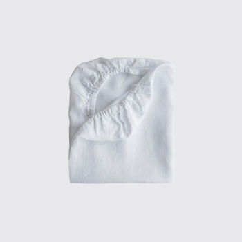 White Belgium Linen Cot Fitted Sheet, 3 of 3