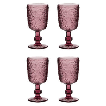 Set Of Four Amethyst Paisley Wine Goblets, 2 of 10