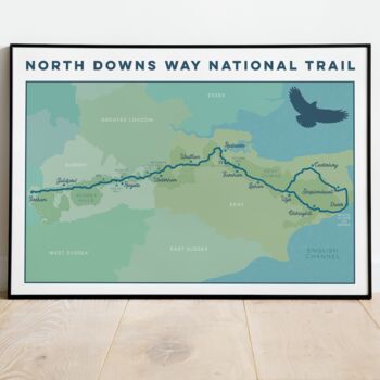 North Downs Way Art Print With Walking Trail Map, 7 of 10