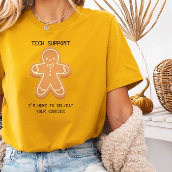 Tech Support Gingerbread T Shirt – “I’m Here To Del/Eat Your Cookies” Geek Tee, 3 of 3