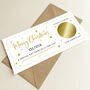 Personalised Christmas Surprise Scratch Card: Stars And Gold Circle Design, thumbnail 5 of 8