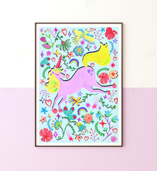 Lilac Unicorn Nursery Print Set – Set Of Two Or Three Whimsical Wall Art Prints, 8 of 12