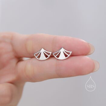 Art Deco Fan Stud Earrings In Sterling Silver, 6 of 12