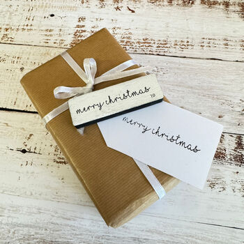 Large Merry Christmas Rubber Stamp For Holiday Crafting D10, 5 of 5