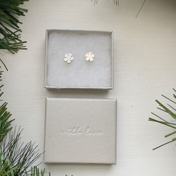 Flower Sterling Silver Stud Earrings, 2 of 3