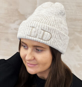 Personalised Super Soft Ribbed Beanie With Initials, 4 of 5