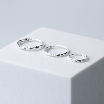 Sterling Silver Sleeper Fastening Huggie Hoop Earrings, 3 of 6