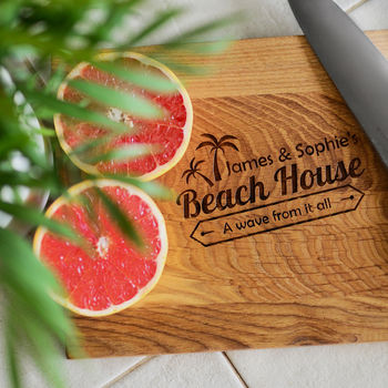 Beach House Personalised Oak Wood Chopping Board, 3 of 5
