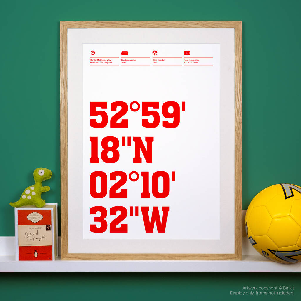 Stoke City Football Stadium Coordinates Prints By Dinkit ...