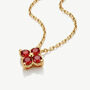 Gold Ruby Red Flower Pendant Necklace, thumbnail 3 of 4