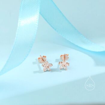 Tiny Forget Me Not Flower Cz Stud Earrings, 8 of 12