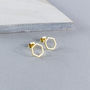 Hexagon Gold Plated Stud Earrings, thumbnail 2 of 4
