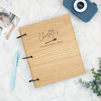 Personalised Wooden Recipe Book For Bakers, 10 of 11