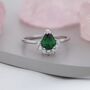 Genuine Pear Cut Emerald Green Cz Crown Ring, thumbnail 7 of 11