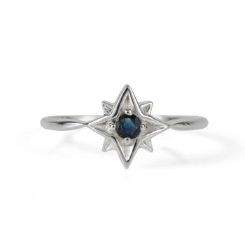 Guiding North Star Gemstone Sterling Silver Ring, 6 of 12