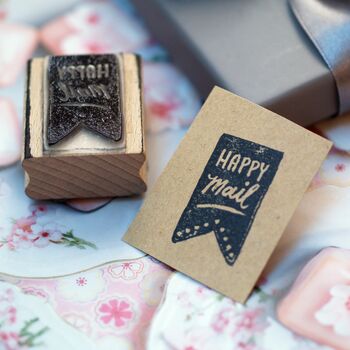 Happy Mail Gift Wrap Rubber Stamp, 3 of 3