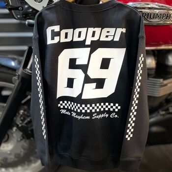 Personalised Adult Race Name And Number Sweatshirt In Black, 4 of 9