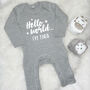 Hello World.. Personalised New Baby Babygrow, thumbnail 6 of 8