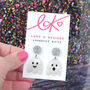 White Marble Glitter Acrylic Cute Ghost Dangle Earrings, thumbnail 5 of 6