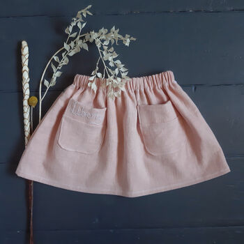 Handmade Personalised Linen Baby And Toddler Skirt, 6 of 8