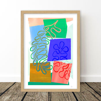 Colour Block Abstract Leaf Art Print, 9 of 11
