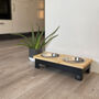 Personalised Pine Top Raised Bowl Feeding Stand, thumbnail 6 of 11