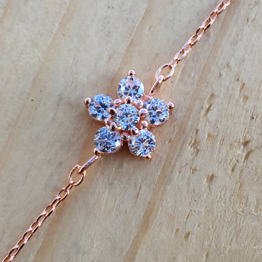 cz flower bracelet sterling silver by jewellery