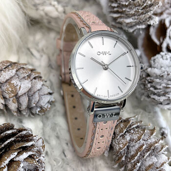 Small Ladies Brogue Strap Personalised Watch, 2 of 6