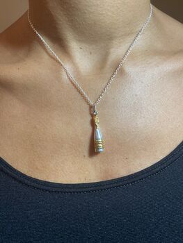 Champagne Bottle Pendant In Silver And 18 Ct Gold, 3 of 3