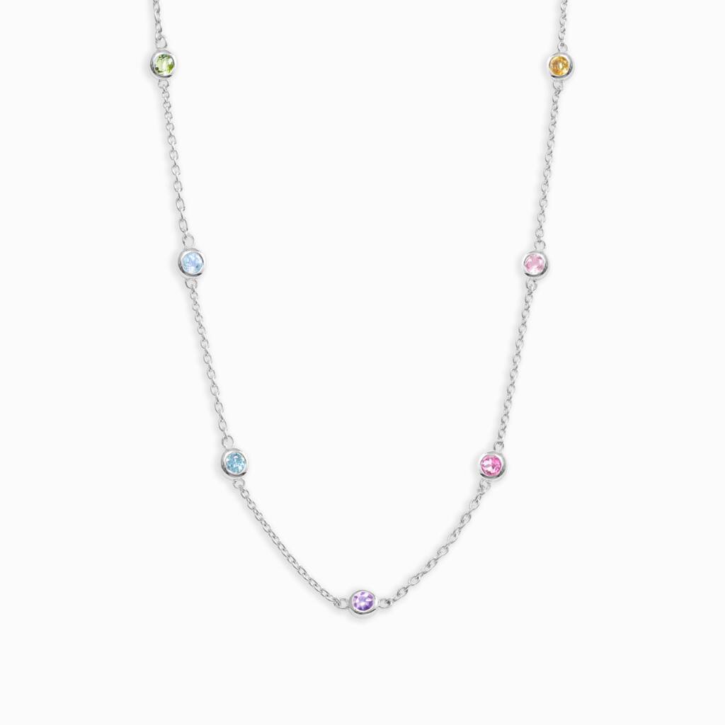 Rainbow Gemstone Necklace In Sterling Silver And Gold, 1 of 9
