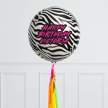 Personalised Neon Zebra Inflated Orb Balloon, 2 of 2