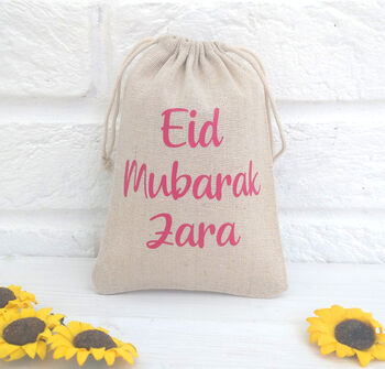 Personalised Eid Mubarak Canvas Gift Bags, 5 of 5