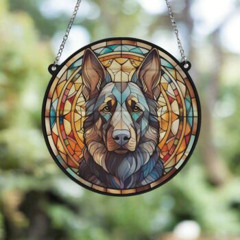 German Shepherd Black Stained Glass Effect Suncatcher, 2 of 5