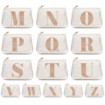 Personalised Initial Rose Gold Glitter Makeup Bag, 8 of 12
